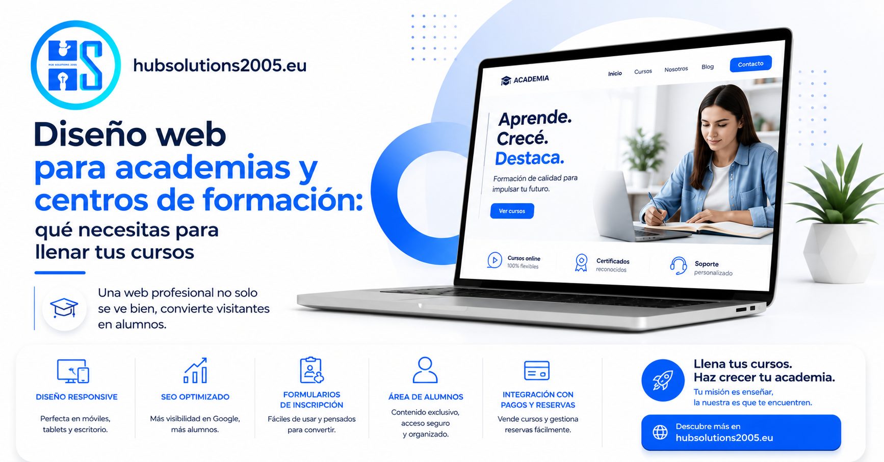 Diseño web para academias y centros de formación: qué necesitas para llenar tus cursos